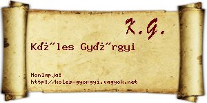 Köles Györgyi névjegykártya