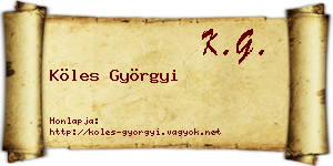 Köles Györgyi névjegykártya